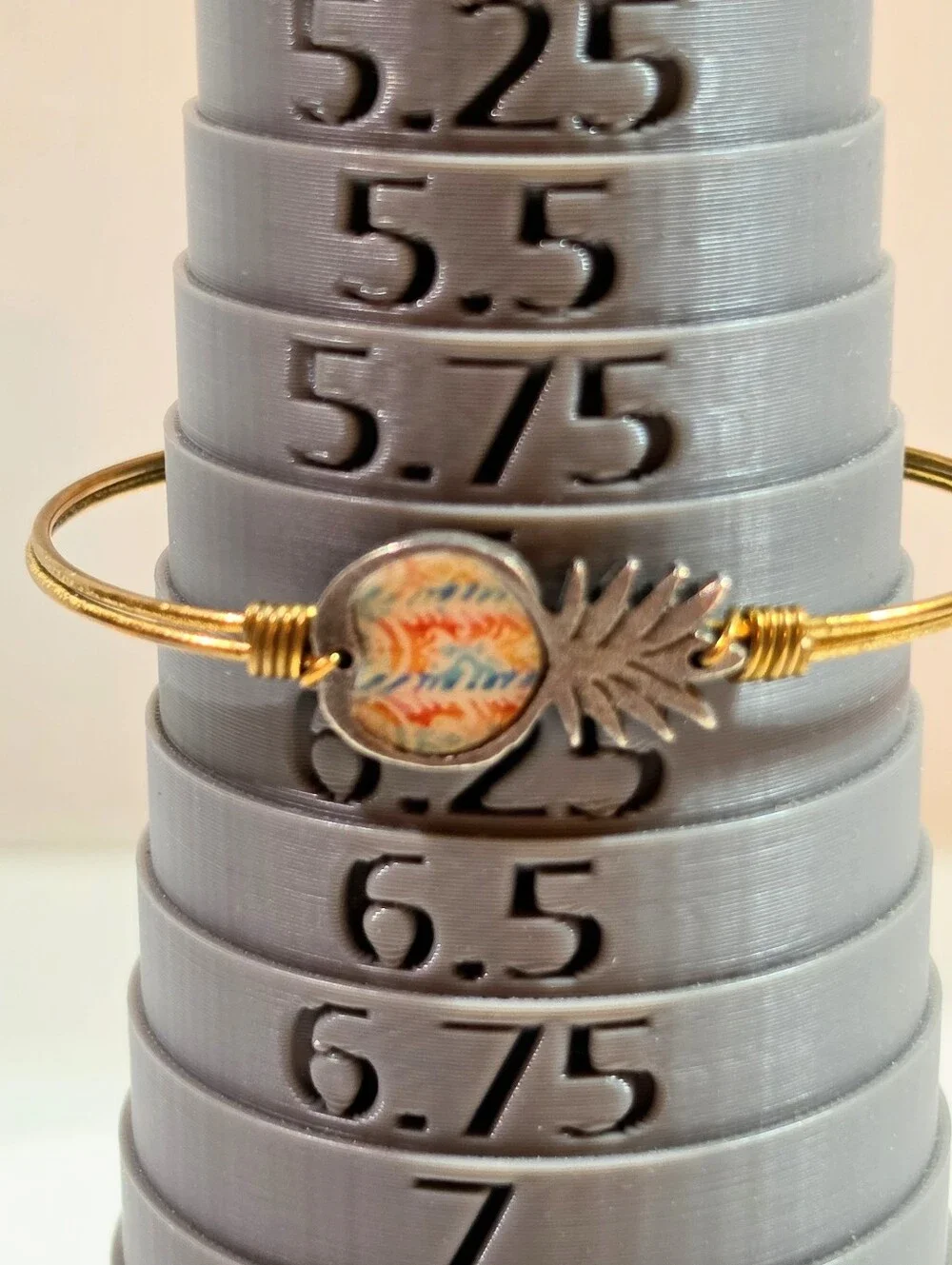 Luca + Danni Pineapple Bangle Bracelet, Wire Wrapped Gold Tone Tropical Charm